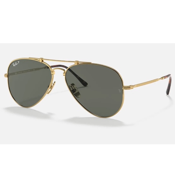 RAY BAN Aviator Titanium RB8125 140mm Gold Frame Sunglasses - Picture 1 of 1